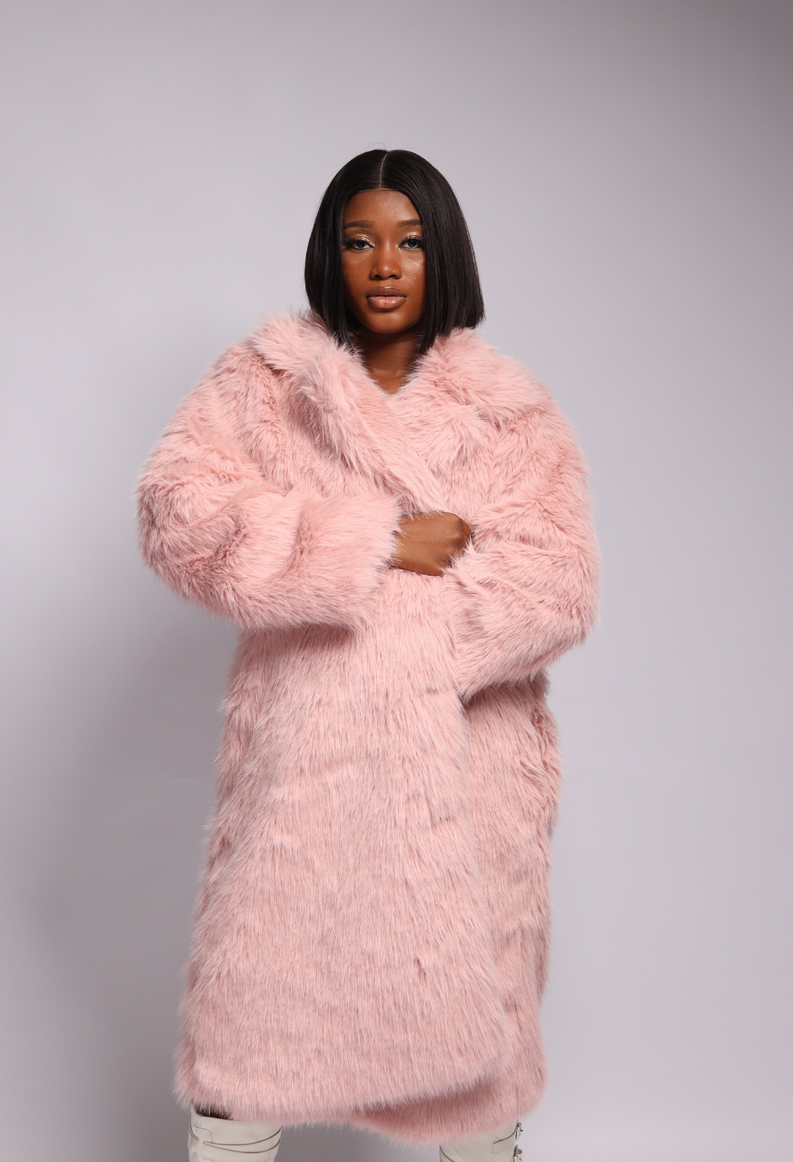 PINK Trench Fur Jacket