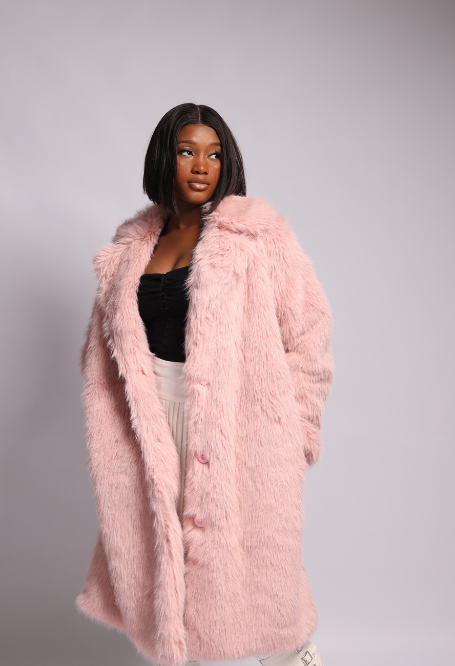 PINK Trench Fur Jacket