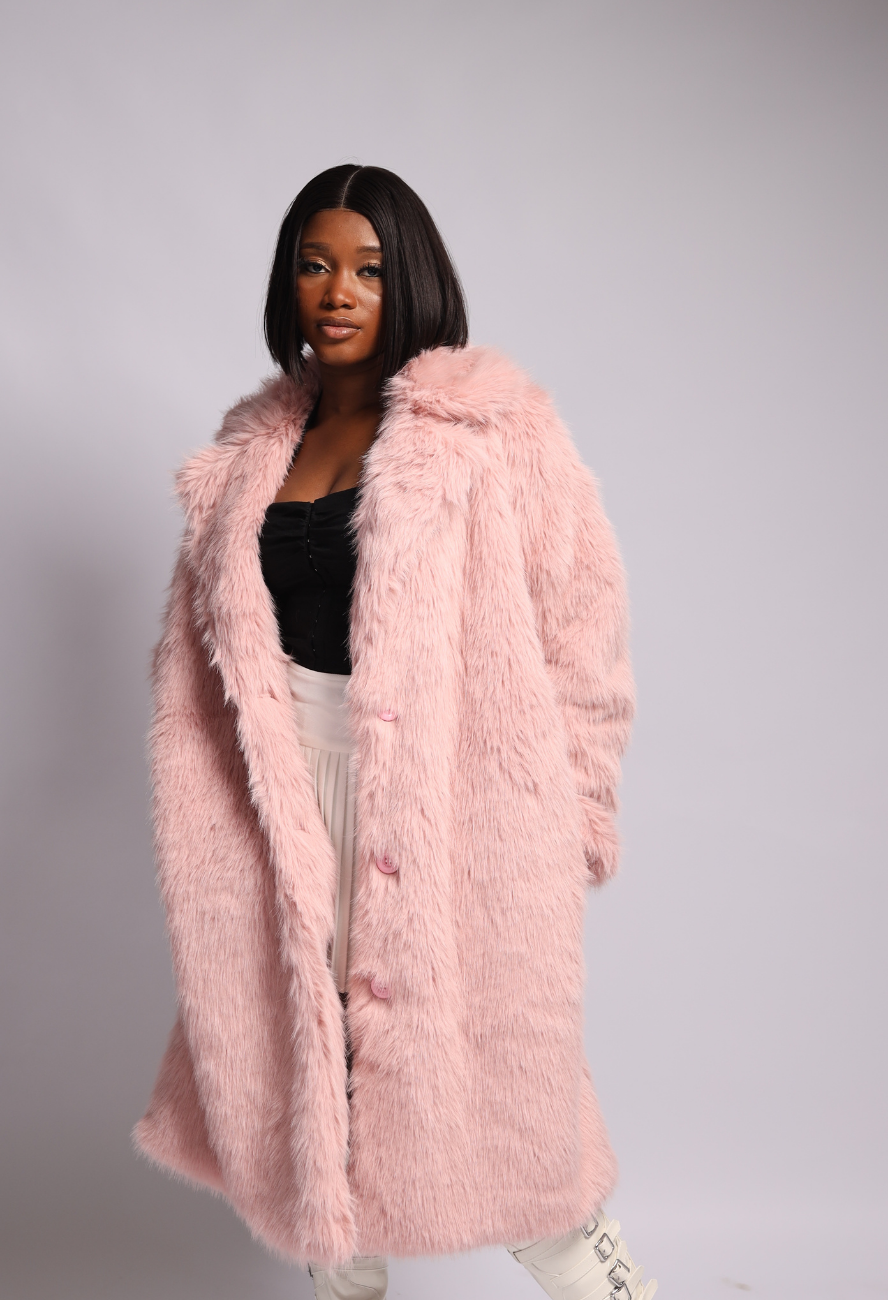 PINK Trench Fur Jacket