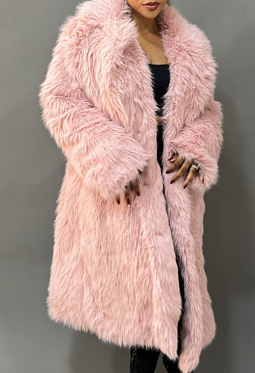 PINK Trench Fur Jacket