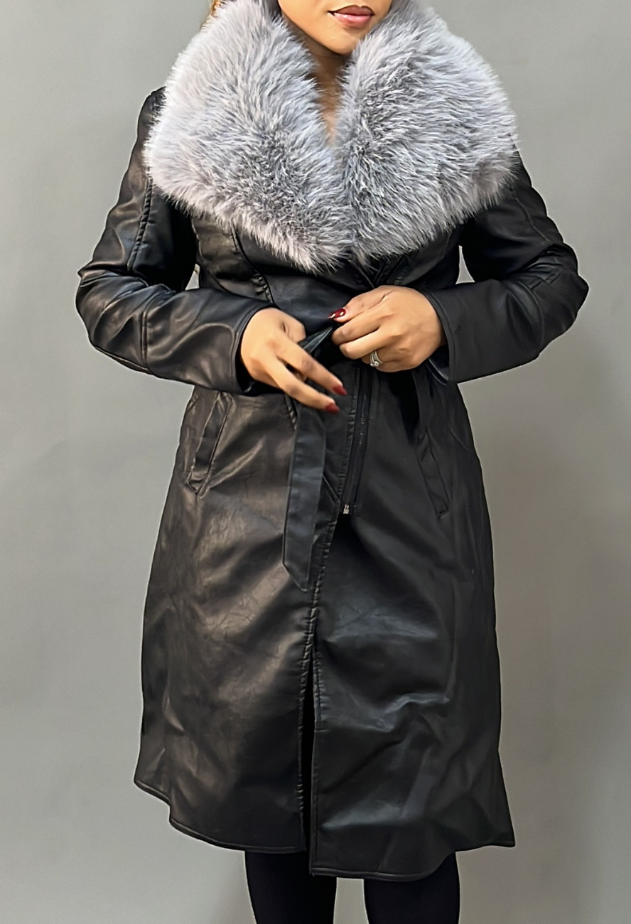 SAIL Black Trench Jacket WITH FUR - PREMIUM
