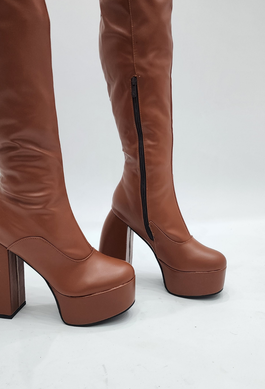 BROWN Block Boots