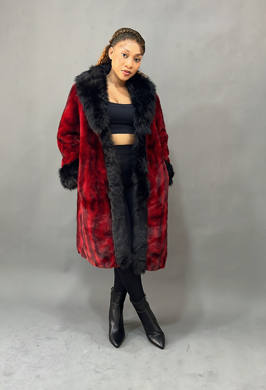 Red & Black Fur Jacket