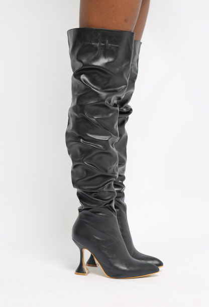 Black Pelle Thigh Boots