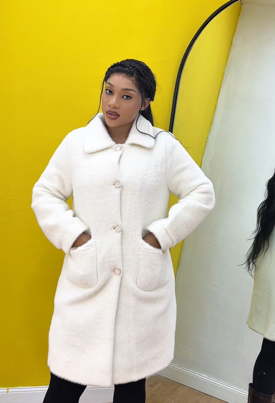 Off white Trench Fur coat