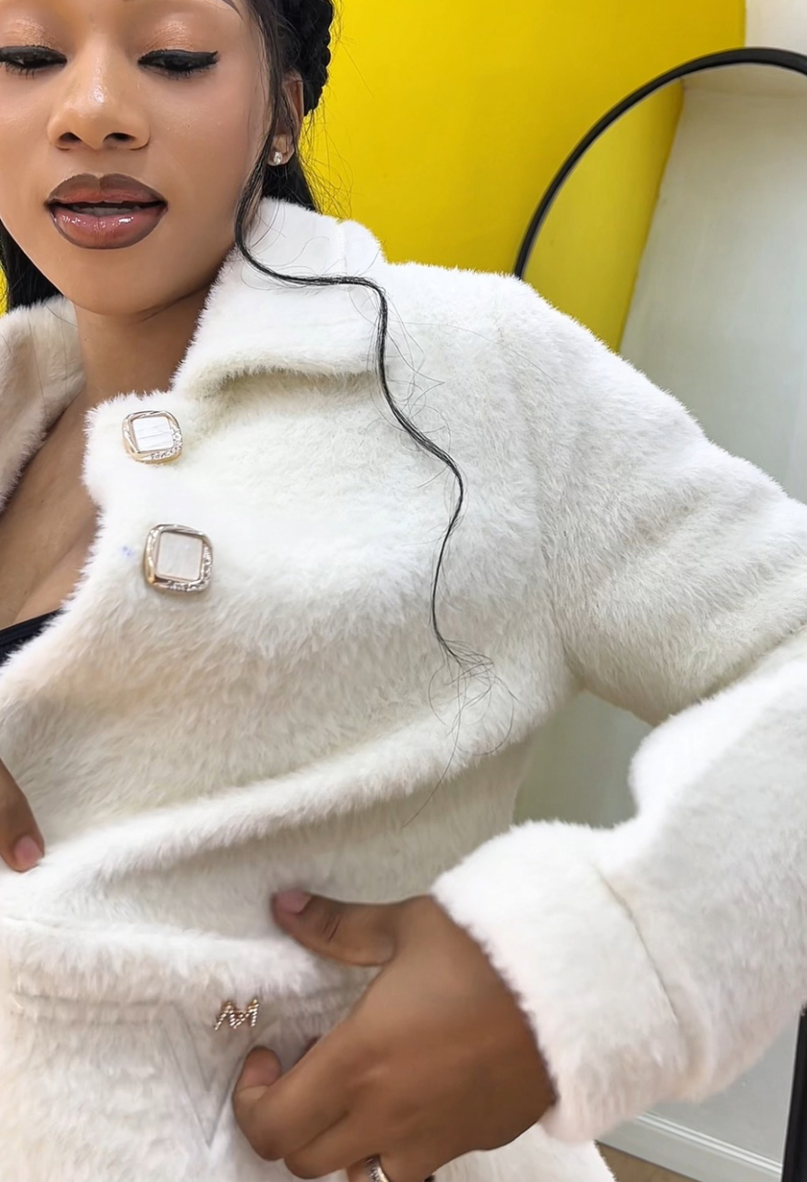 Off white Trench Fur coat