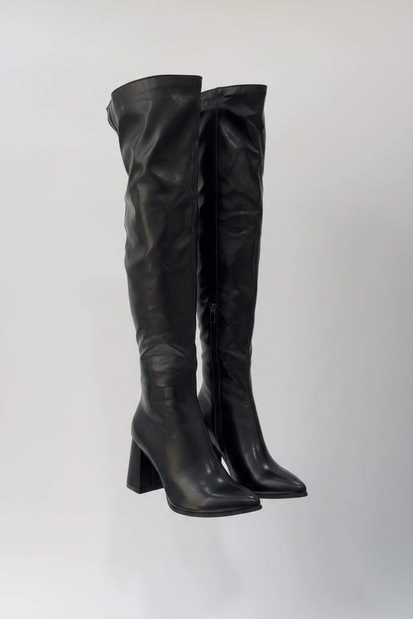 Thigh high block heel