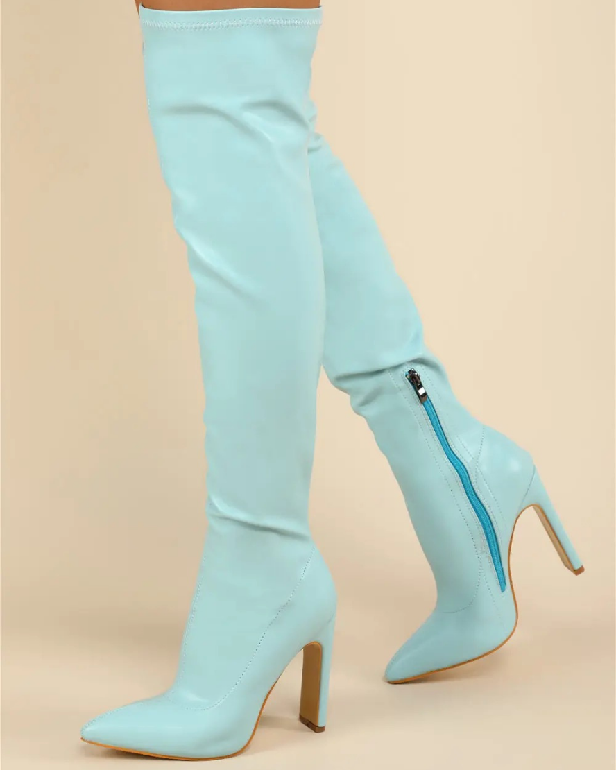 Blue Tale Thigh Boots