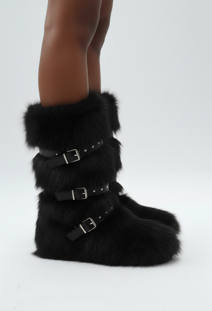 SNOW BLACK BOOTS FUR