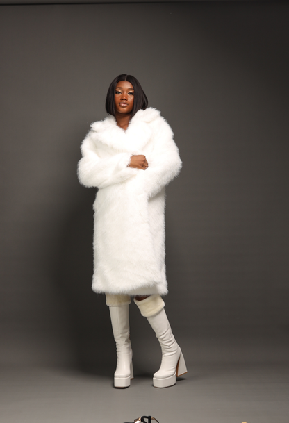 White Trench Fur Jacket