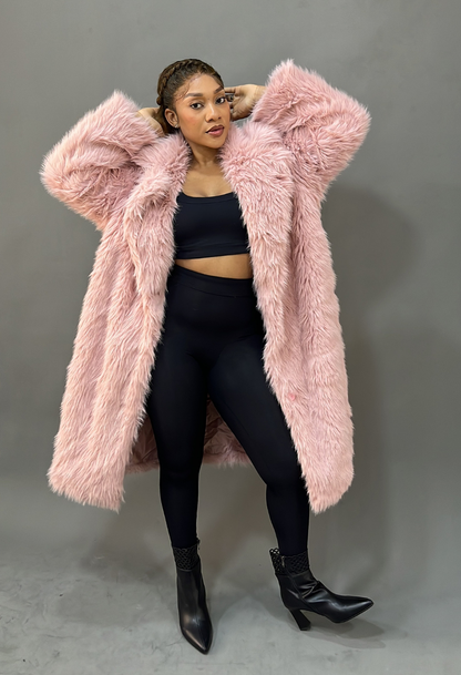 PINK  Trench Fur Jacket