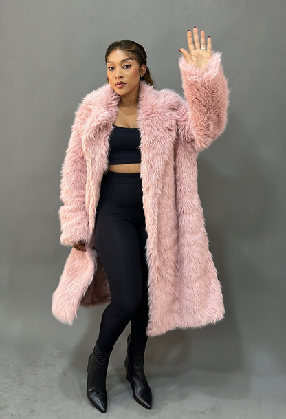 PINK  Trench Fur Jacket