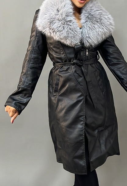 SAIL Black Trench Jacket  WITH FUR - PREMIUM