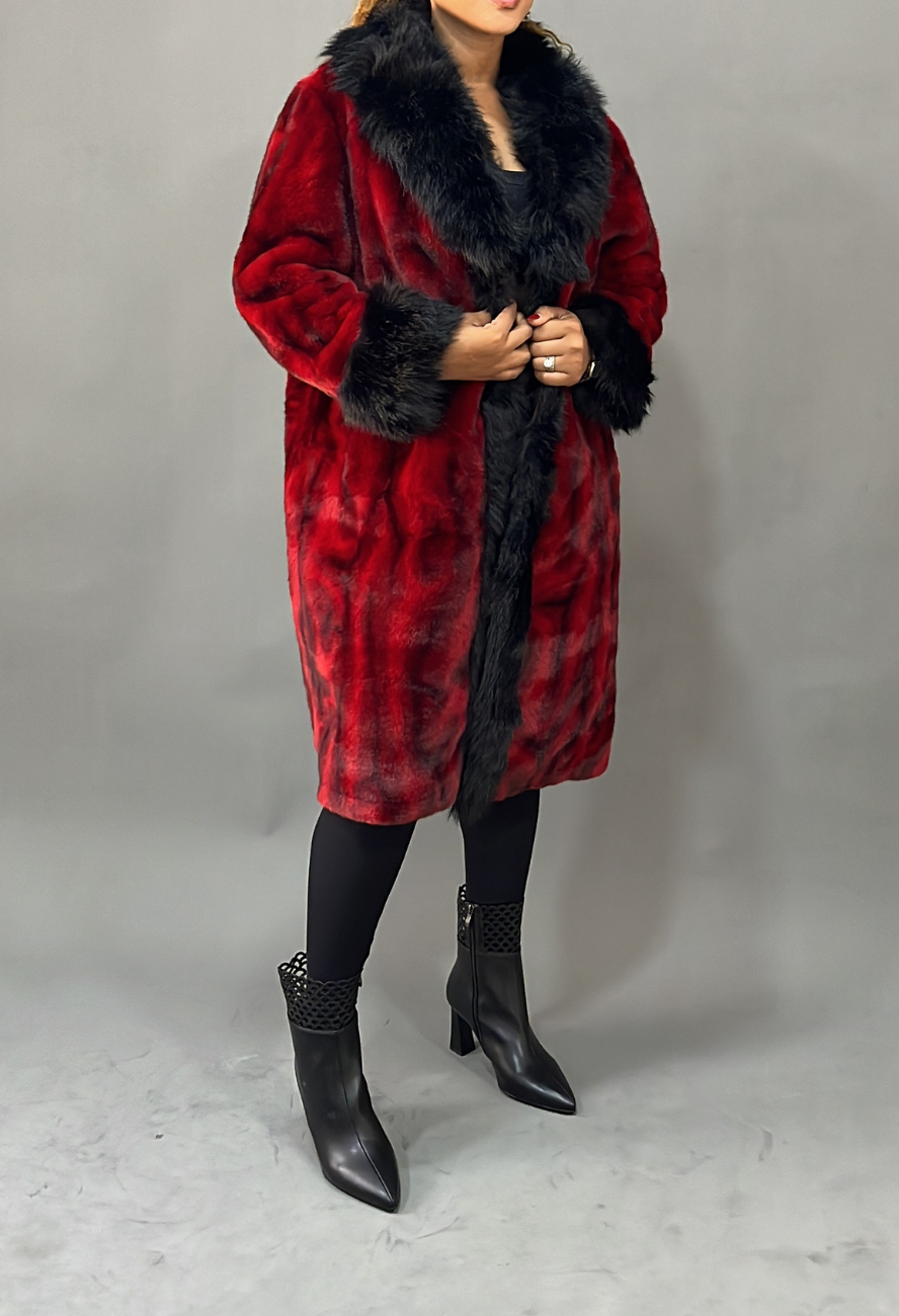 Red & Black Fur Jacket