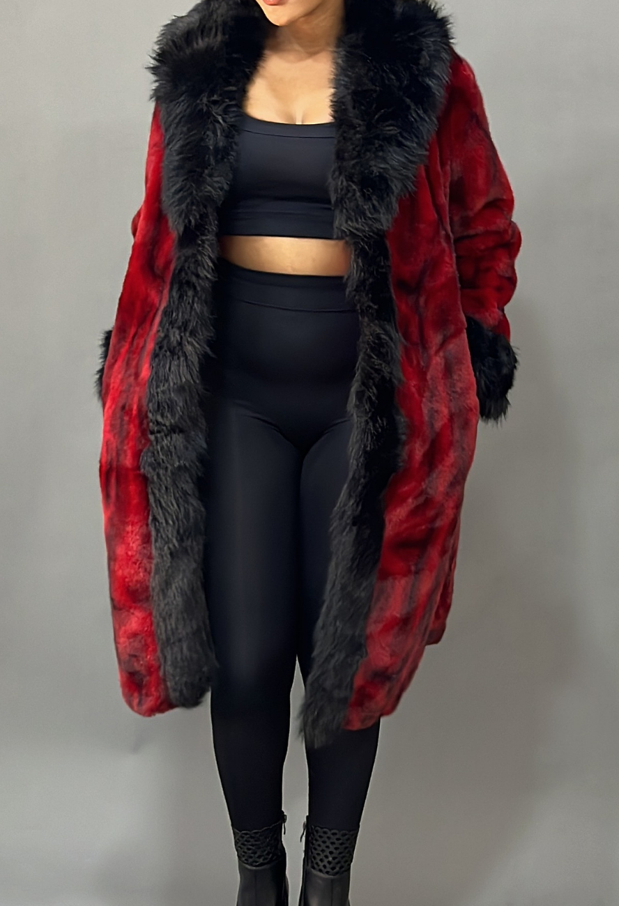 Red & Black Fur Jacket