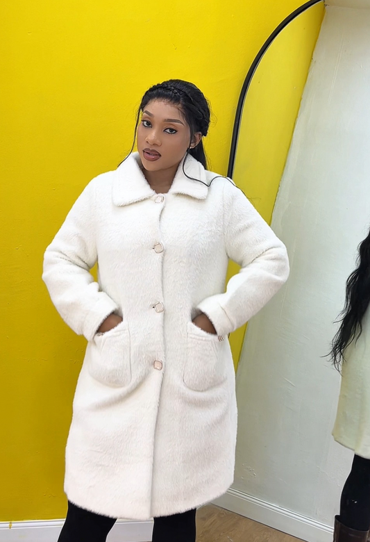Off white Trench Fur coat